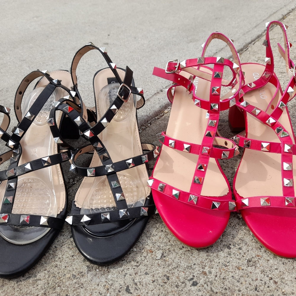 2 Pairs Rockstud Gladiator Sandals, 11M / 42 EU